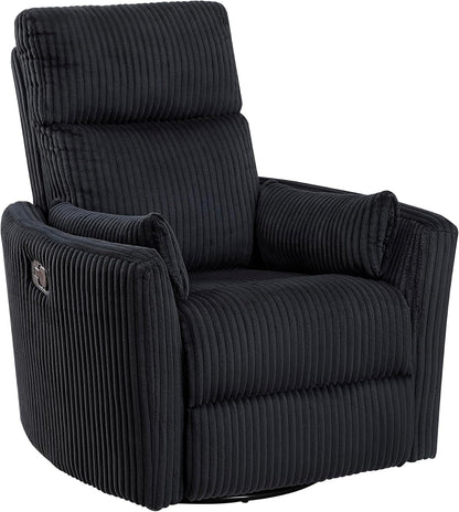 Lexicon Modern Swivel Glider Recliner Chair, Nursery Glider, Corduroy Fabric Upholstery Recliner with 2 Lumbar Pillows, Manual Reclining Sofa Chair for Living Room/Office/Apartment, Beige