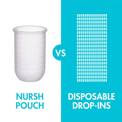 Boon Nursh Reusable Silicone Pouch Baby Bottles - Medium Flow Nipple - Silicone Baby Bottle Pouch and Nipple - Baby Feeding Essentials - Gray - 3-6 Months - 3 Count - 8 Ounce