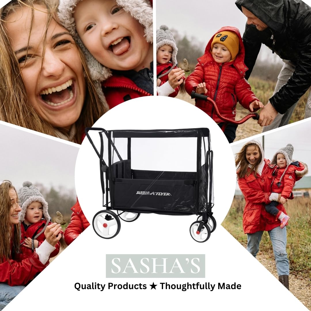 SASHA'S Rain Cover for All Radio Flyer Stroller Wagon Models – Clear, Maximum Coverage, (Stroller Wagon Not Included)