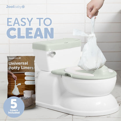 Real Feel 2-in-1 Potty with Wipes Storage, Flushing Sounds & Disposable Liners - Realistic Toilet - Easy to Clean & Assemble - Jool Baby (Gray)