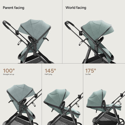 Mompush Baby Stroller, Convertible 2-in-1 with Bassinet Option, Infant Car Seat Compatible, Includes Adapter - Sturdy Full-Size Infant Stroller for Family Adventures