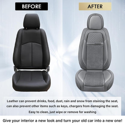 Coverado Leather Seat Covers for Car, Waterproof Car Seat Covers Full Set, 2 in 1 Conversions Car Seat Cover Protector Car Accessories Universal Fit for Most Cars SUVs and Trucks Beige