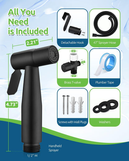 Handheld Bidet Sprayer for Toilet, Muslim Shower Water Jet Spray for Toilet, Bidet Faucet Cloth Diaper Sprayer for Baby Wash, Adjustable Water Pressure with Bidet Hose for Feminine Wash