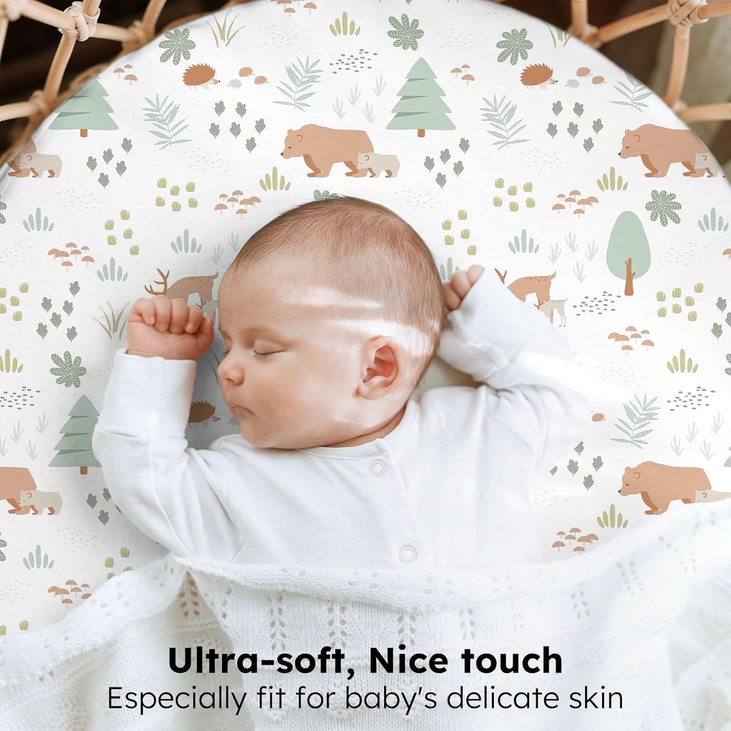 Baby Bedside Bassinet Sheets Girl, 33”x20” Compatible with Baby Delight Dream On Me & Most Rectangle Bedside Sleeper Bassinet Mattress, Super Soft Microfiber Pink Butterfly Flower