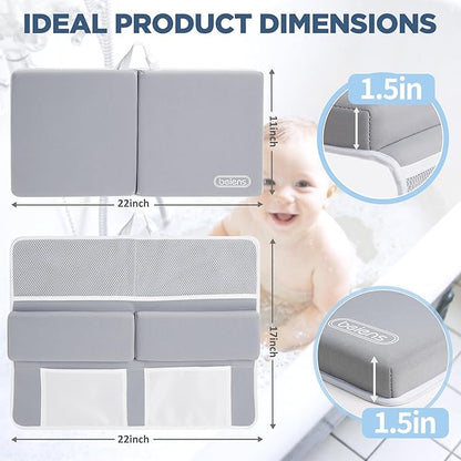 beiens Bath Kneeler and Elbow Rest Pad Set - 1.5'' Comfortable Baby Bath Kneeler Pads, Thick Quick Dry Kneeling Pad Support for Knee& Arm, Large Bathtub Mat with Toy Organizer for Happy Baby Bath Time