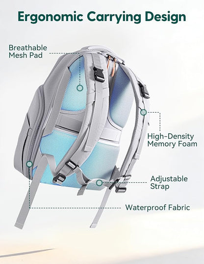 BABELIO Grid Wizard Diaper Bag Backpack - Multi Function Waterproof Diaper Bag, Travel Essentials Baby Bag with 4 Individual Organizers, Insulated Bottle Holders, Baby Shower Gifts, Grey
