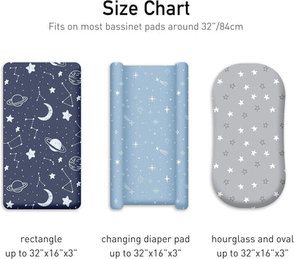 Bedside Sleeper Bassinet Fitted Sheets 20 x 33, 3 Pack Baby Delight Beside Me Dreamer,Babybond,Jimglo,koola,cowiewie,fodoss, Dream On Me Baby Square Bassinet, Pink Animal