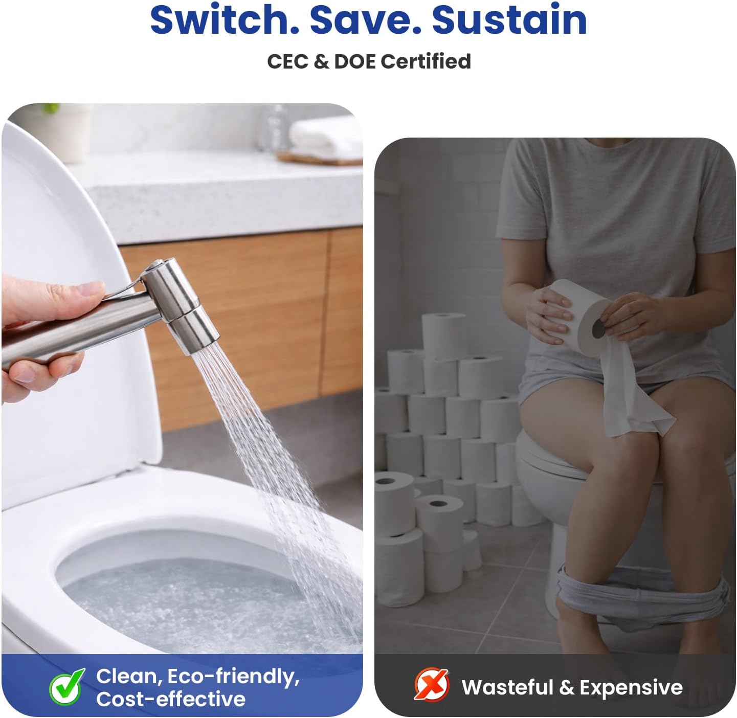 BRITULIF Handheld Bidet Sprayer for Toilet, Jet Sprayer for Toilet Muslim Shower, Adjustable Cloth Diaper Sprayer Bidets Attachment for Toilet, Toilet Bidet Sprayer with Bidet Hose for Feminine Wash