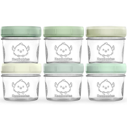 KeaBabies 12pk 4oz Glass Baby Food Containers with Lids - Leak-Proof, Microwavable Small Glass Jars, Baby Purees & Toddler Snack Storage Containers, BPA-Free, Dishwasher & Freezer Safe (Nord)