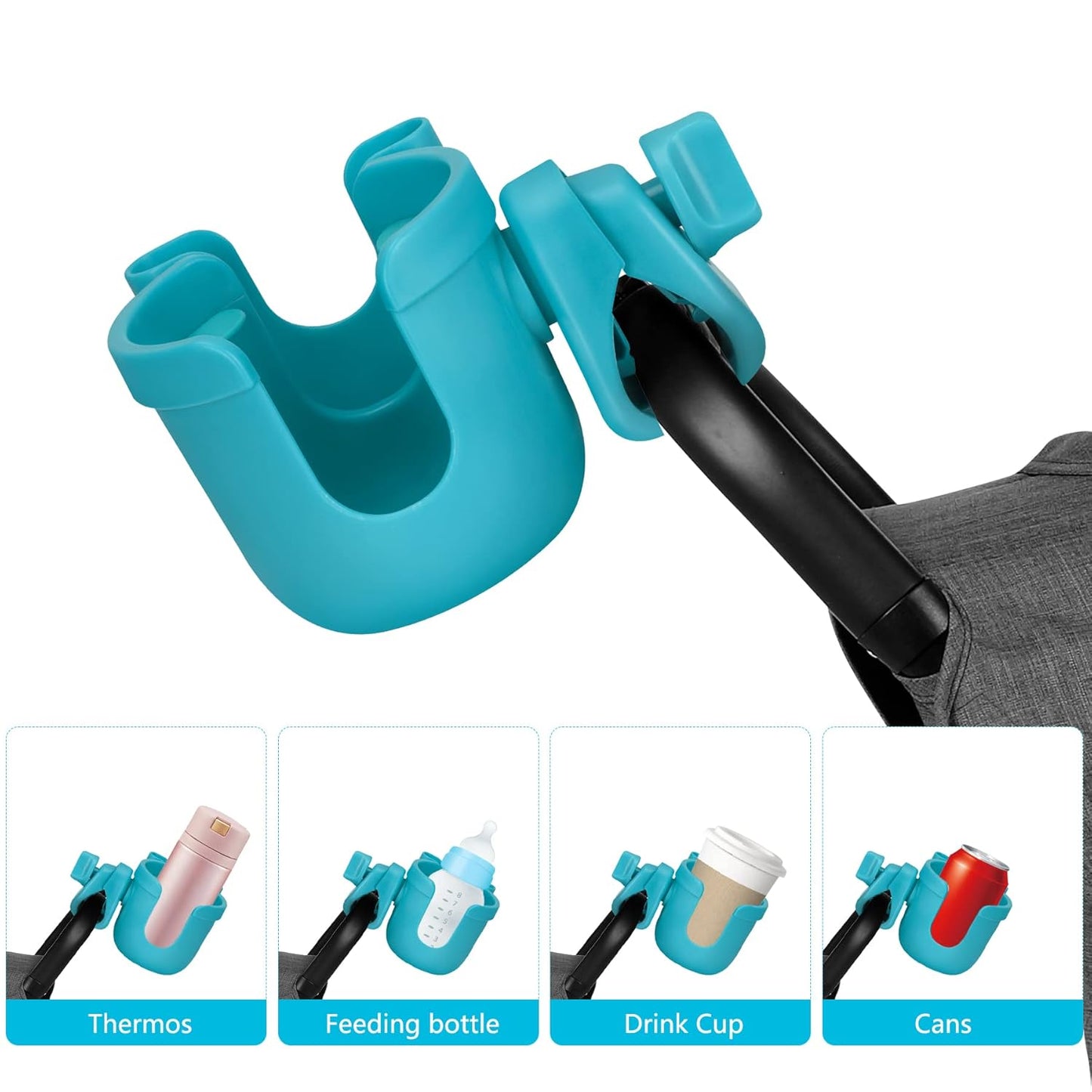 Suranew Adjustable Stroller Cup Holder with Phone Holder for Baby Stroller for Family Members, Walker Purple