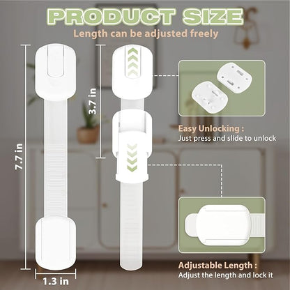 8-pack Child Safety Cabinet Locks, Child-proof Cabinet Locks with 3M Adhesive, No Drilling Required, Multipurpose Baby-proof Cabinet Locks For Drawers, Fridge, Cabinets, Toilet Seat and More
