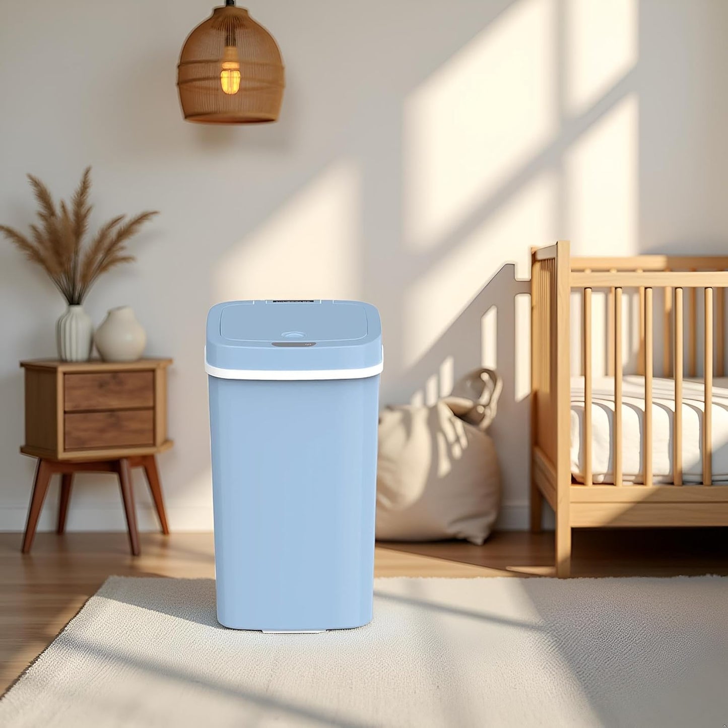 15L Smart Diaper Pail with Motion Sensor Lid | Touchless Hands-Free Baby Diaper Trash Can | Double Locking Seal | Slim Space-Saving Design | Quiet & Durable (Yellow)