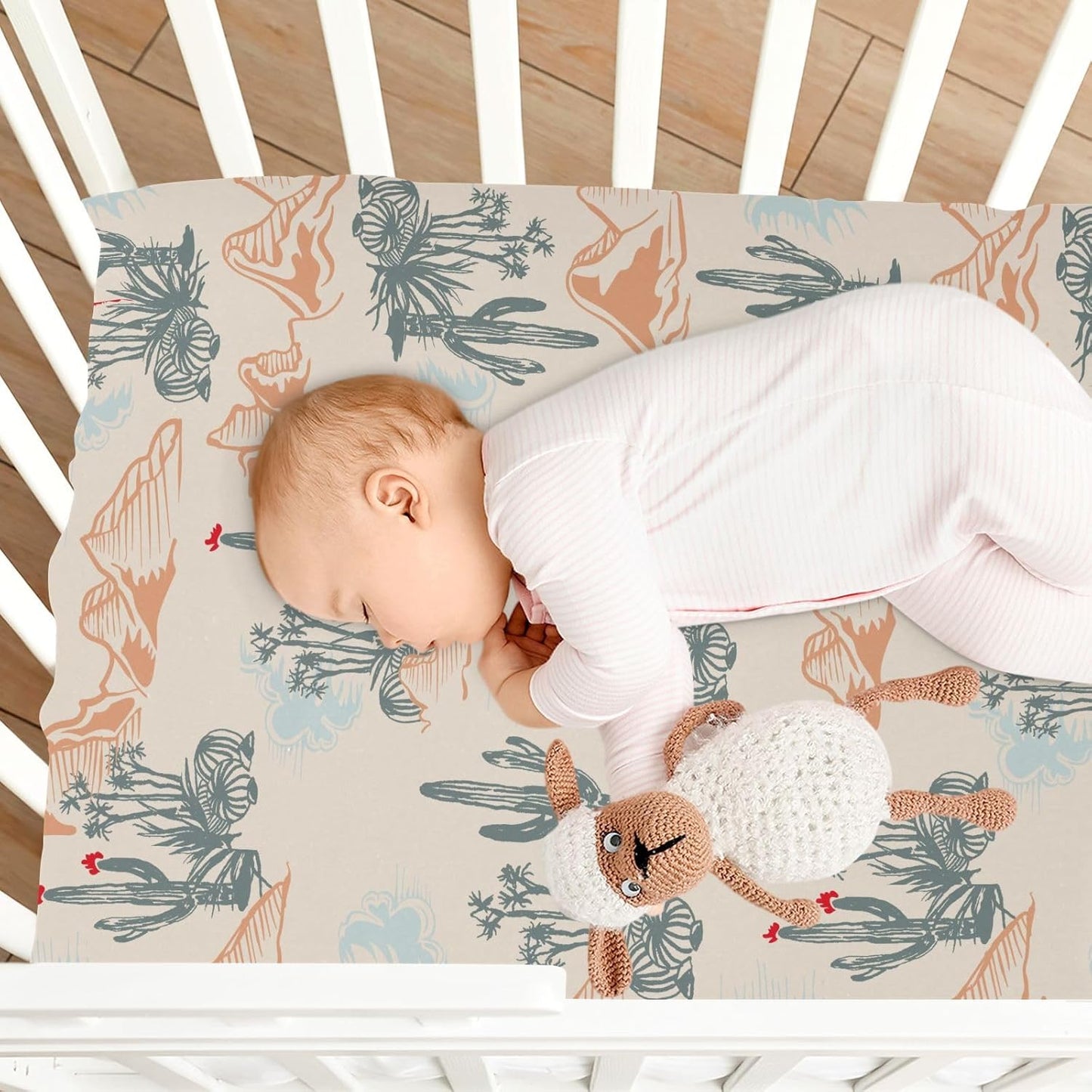 Fall Cute Mushroom Leaves Fitted Crib Sheets Stretchy Portable Playard Sheets for Baby Toddler, Breathable Soft Mini Crib Mattress 52 x 28 in for Boys and Girls
