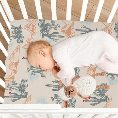 Fall Cute Mushroom Leaves Fitted Crib Sheets Stretchy Portable Playard Sheets for Baby Toddler, Breathable Soft Mini Crib Mattress 52 x 28 in for Boys and Girls