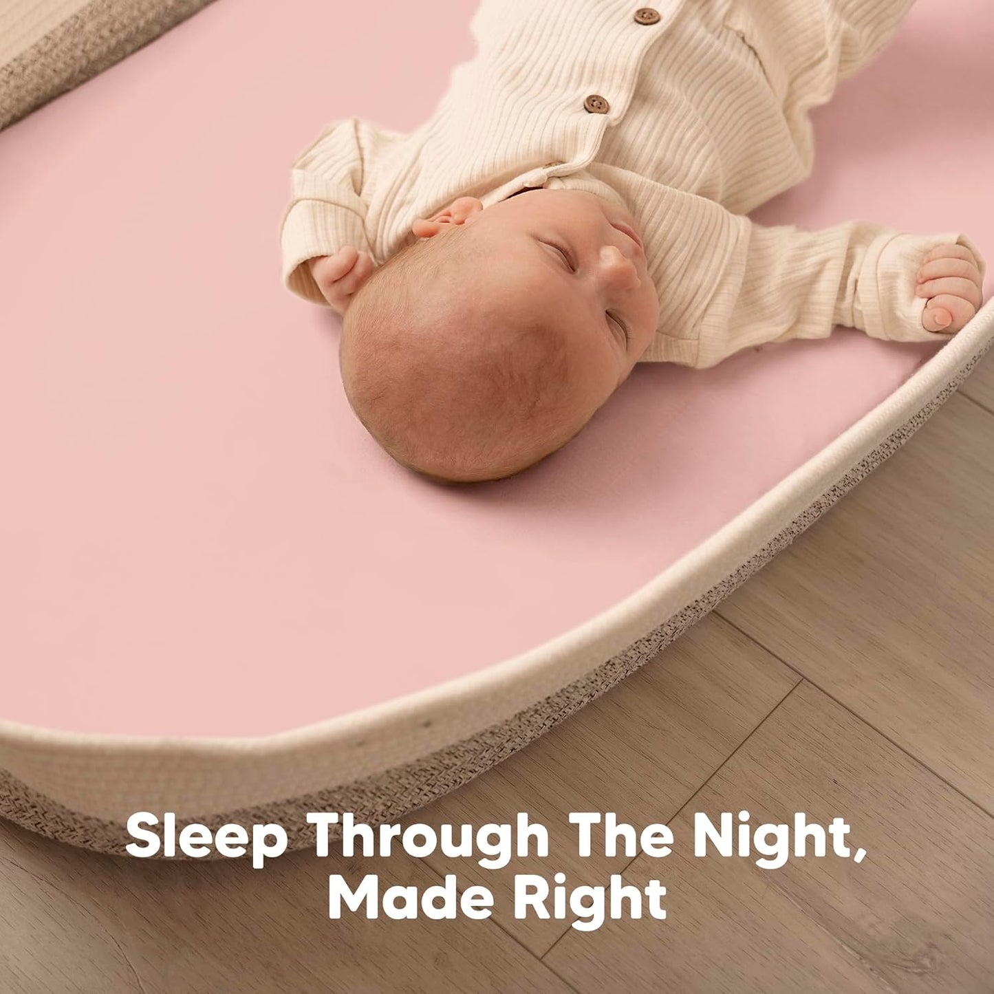 2-Pack Baby Bassinet Sheets Girl, Boy - 33x17 Viscose Derived from Bamboo Bedside Mattress Fitted Bassinet Sheets, Compatible with Halo Bassinest Swivel Sleeper, Baby Delight, Graco (Pecan)