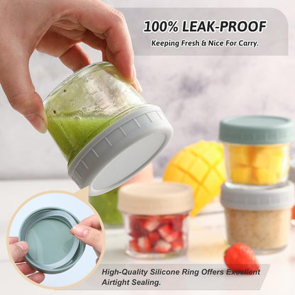 VITEVER 12 Pack Glass Baby Food Storage Containers - 8 oz Baby Food Storage Jars With Lids, Baby Food Maker, Microwave, Dishwasher & Freezer Safe