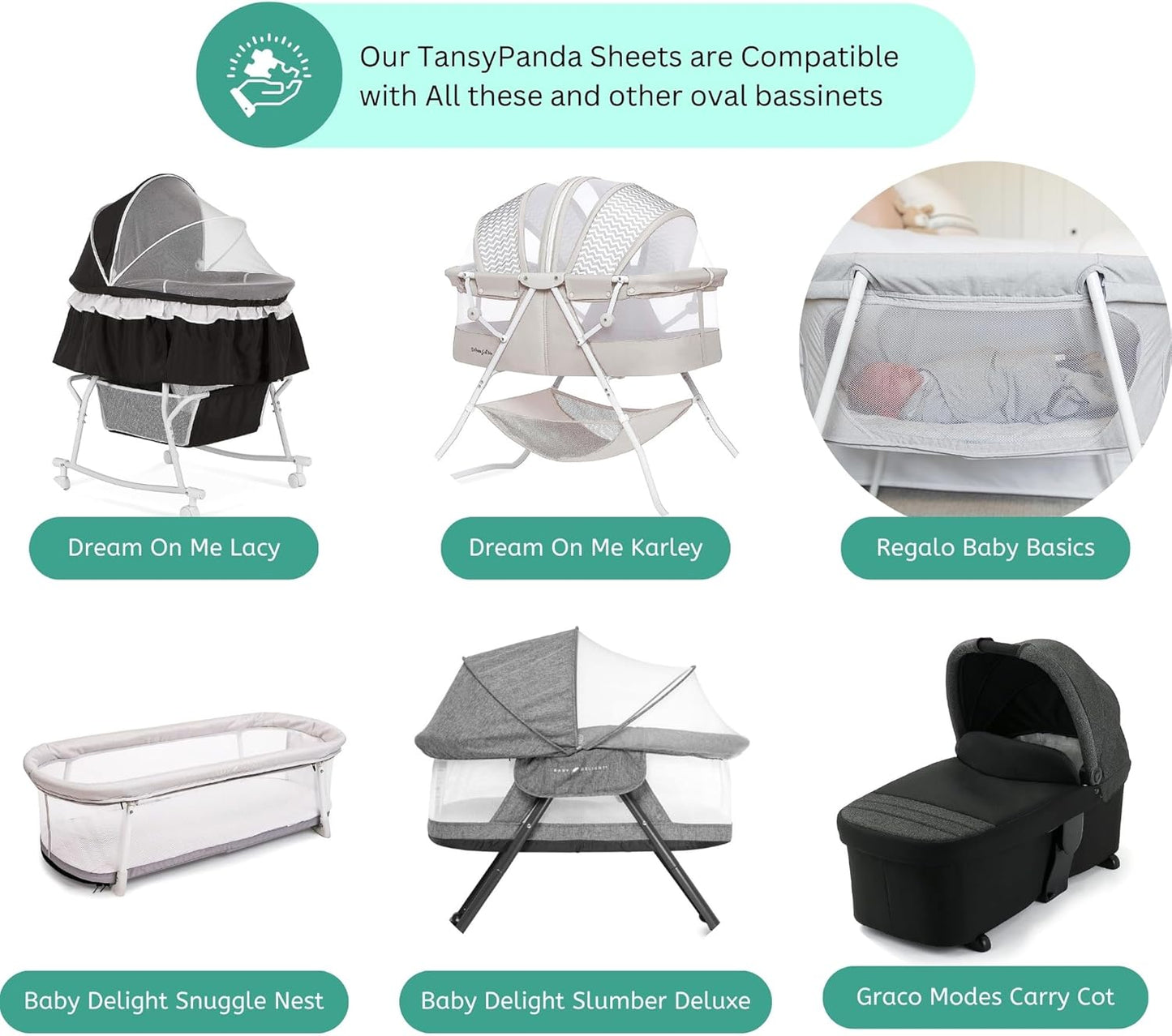 Bassinet Sheets for Papablic, CoZee, Cowiewie, Ezebaby, Nawahev Baby Bassinet Bedside Sleeper by TansyPanda, 3PC, 33x20, Ultra Soft, Breathable Snug Fit, Unisex Boys Girls, Gray White (Space Rockets)