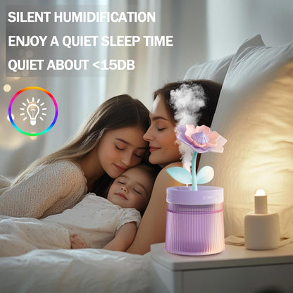 Cute Mini Humidifier 320mL Cool Mist Humidifie mute with 2 Mist Modes,for Home/Nursery/Office,Portable Mini Air Moisturizer,rechargeable mini humidifier(Gardenia pink)