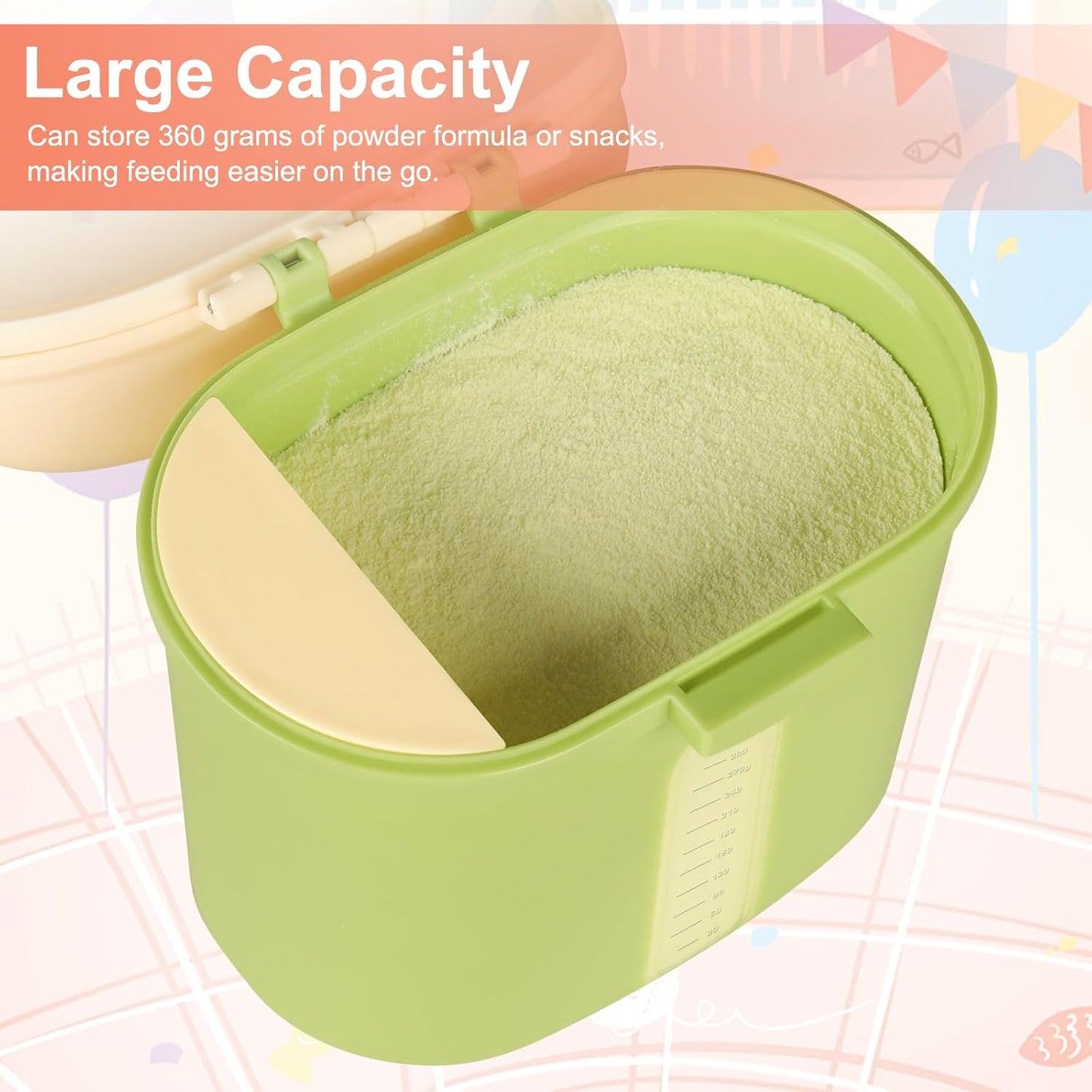 Accmor Baby Formula Dispense On The Go, Portable Milk Powder Formula Dispenser with Scoop,Formula Containers for Travel Hold 8.5oz/240g Formula,Green