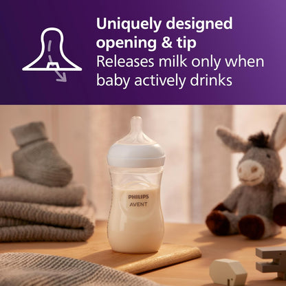 Philips Avent Natural Baby Bottles with Natural Response Nipples (Slow Flow, Flow 2), 4oz, 4-Pack, SCY900/04