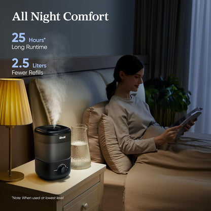 LEVOIT Dual 200S Smart Humidifiers for Bedroom, Top Fill, Customize Humidity for Home, Baby Nursery & Plants with Humidistat, Essential Oil Diffuser, Schedule, Timer, APP & Voice Control, 3L, Blue