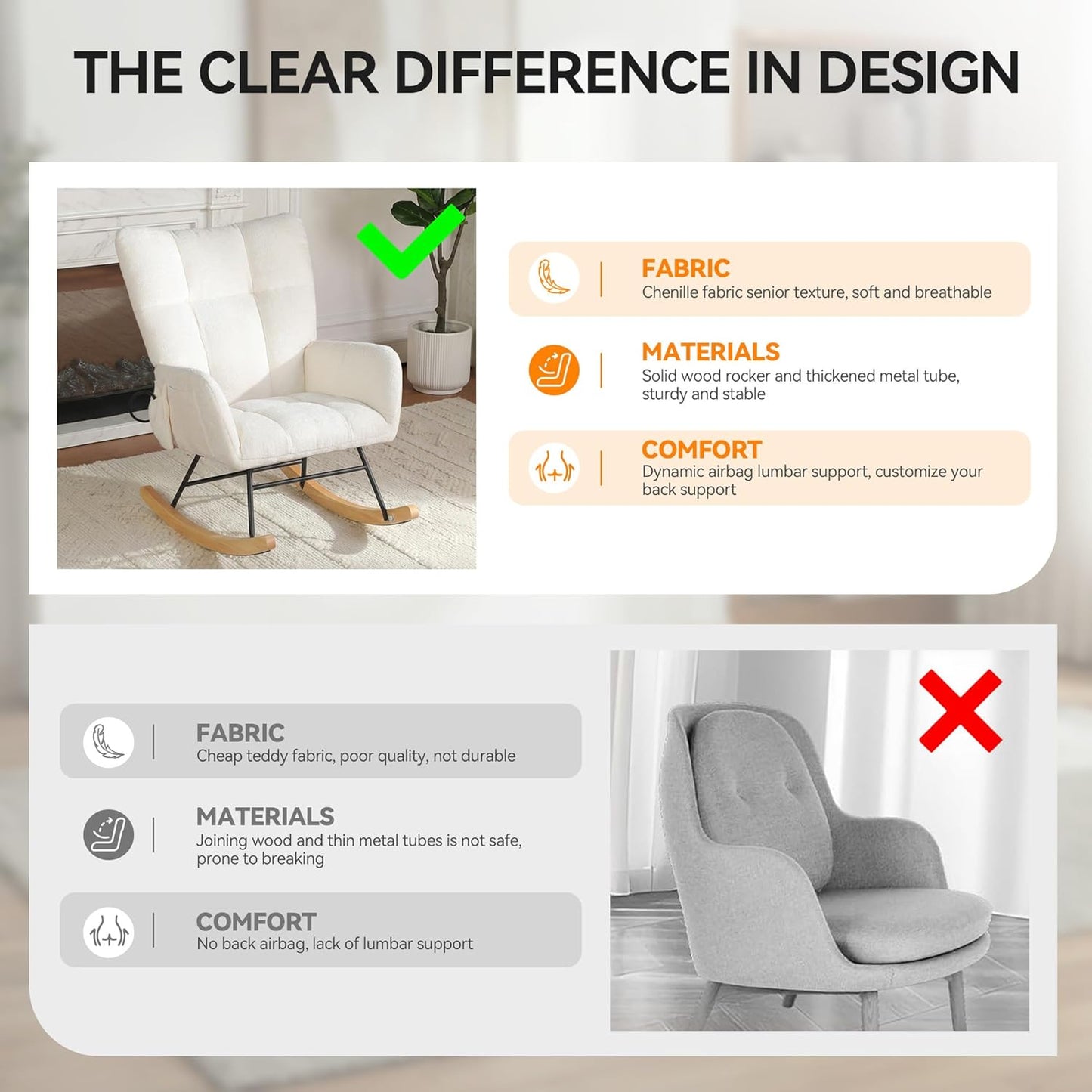 Nursery Rocking Chair Teddy Upholstered Glider Rocker Rocker Accent Chair with High Backrest Armchair Comfy Side Pocket Modern Rocking Accent Chairs for Living Room, Nursery, Office-Green