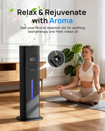Warm & Cool Mist Humidifiers for Bedroom, Top-Fill Humidifier Large Room with Essential Oil Diffuser, Large Room Humidifiers for Home Baby Nursery Office Plants, White
