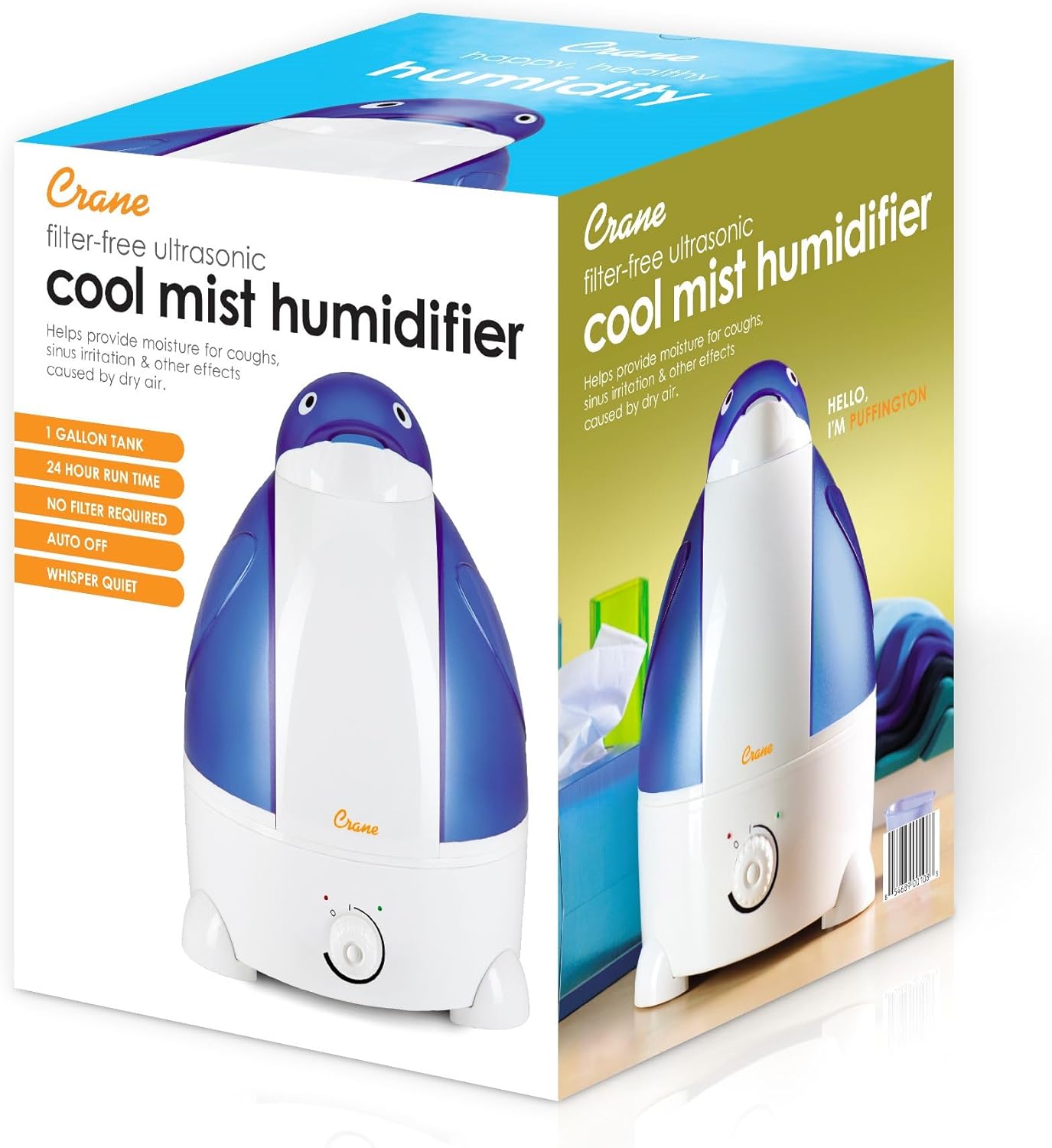 Crane Cute Animal Humidifier for Kids Bedroom and Nursery, Ultrasonic Cool Mist, 1 Gallon, Auto Shut Off, Cool Mist Humidifier