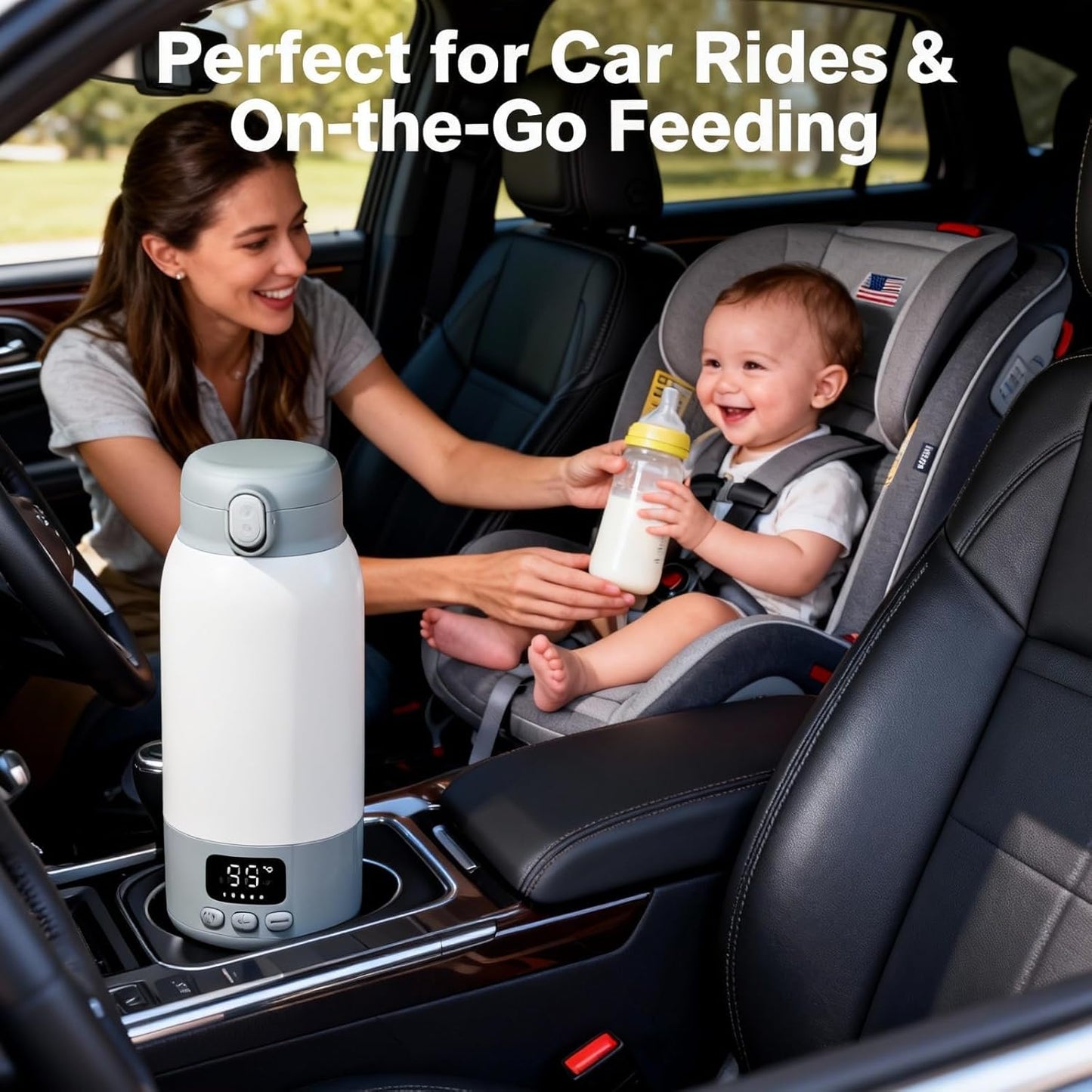 Portable Bottle Warmer for Travel, Fast Heating Milk Warmer On The Go, 17 OZ Water Warmer for Breast Milk, Formula, Water, Temp Control 98°F -131°F, Baby Essentials for Outdoor Airplane Car Journey