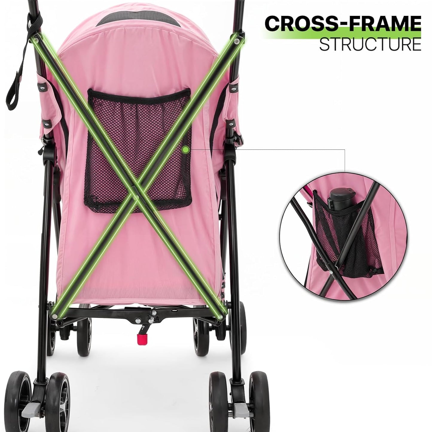 Magshion Compact Pet Stroller for Small-Medium Dogs/Cats up to 22lbs, 4-Wheel Lightweight Umbrella Shaped Portable Puppy Travel Jogger with Breathable Mesh, Cup Holder & Rear Storage, Black