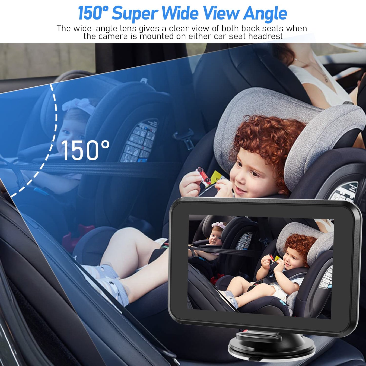 Itomoro Baby Car Camera USB Plug, 4.3" HD Car Baby Monitor with Camera Night Vision, Safety Seat Baby Car Mirror for Rear Facing 5 Mins Easy Installation