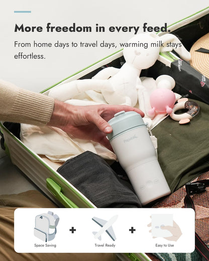 Papablic Portable Bottle Warmer, 85W Fast Baby Bottle Warmer for Travel & Home, Heats Breastmilk & Formula & Water, 4 Temperature Settings, Wide Mouth, Fits Car Cup Holder