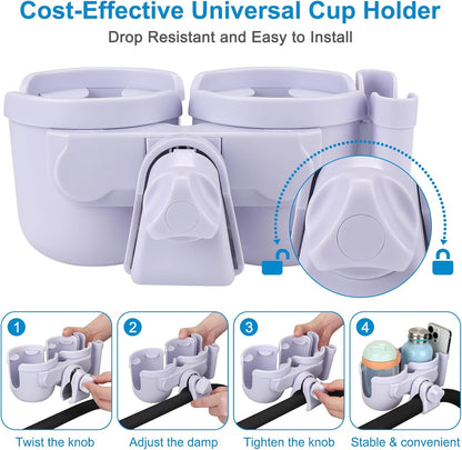 Accmor Stroller Cup Holder with Phone Holder, Bike Cup Holder, Universal Cup Holder for Uppababy Nuna Doona Strollers, 2-in-1 Cup Phone Holder for Stroller Bike Accessory