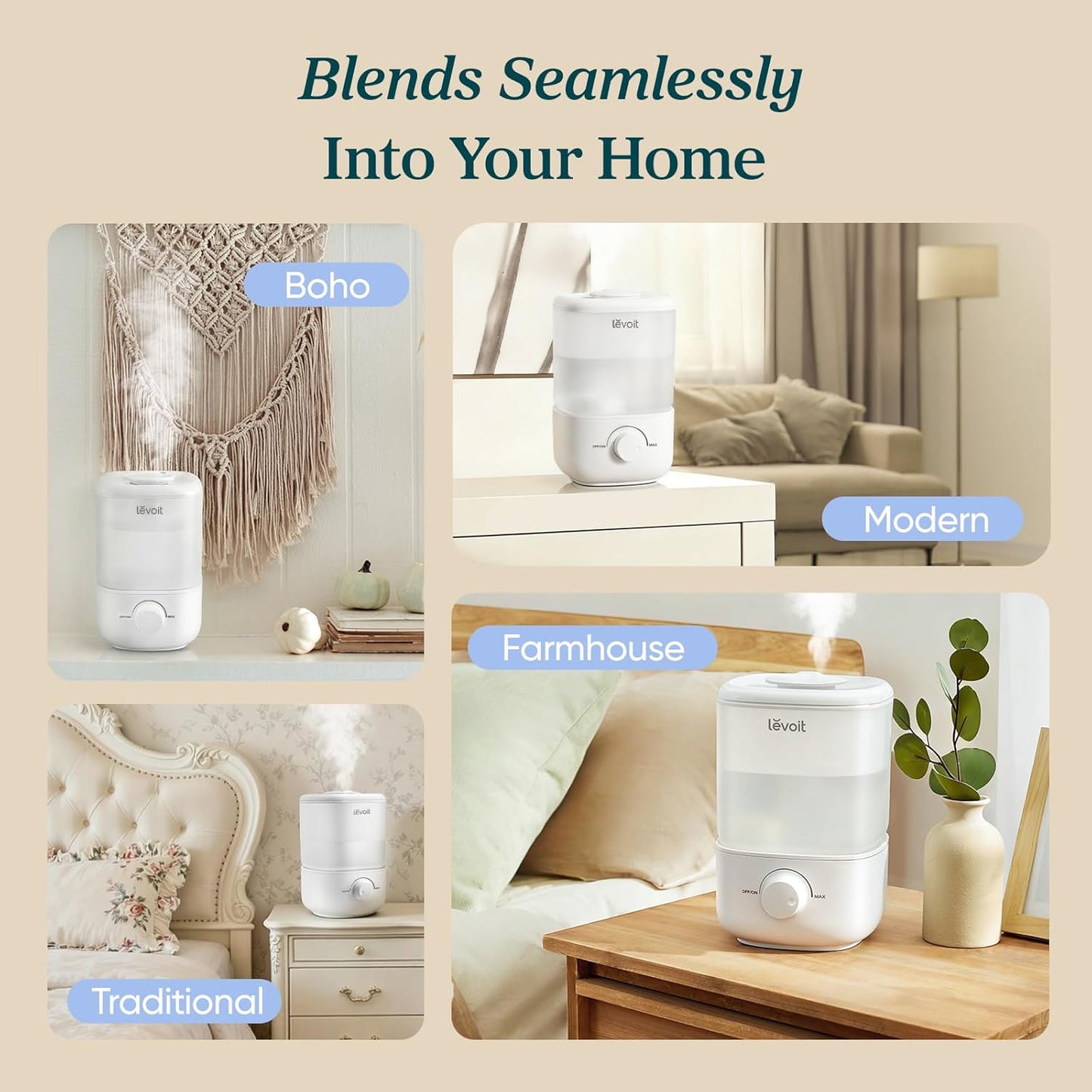 LEVOIT Dual 200S Smart Humidifiers for Bedroom, Top Fill, Customize Humidity for Home, Baby Nursery & Plants with Humidistat, Essential Oil Diffuser, Schedule, Timer, APP & Voice Control, 3L, Blue