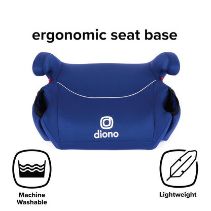 Diono Solana, No Latch, Single Backless Booster Car Seat, Lightweight, Machine Washable Covers, Cup Holders, Blue