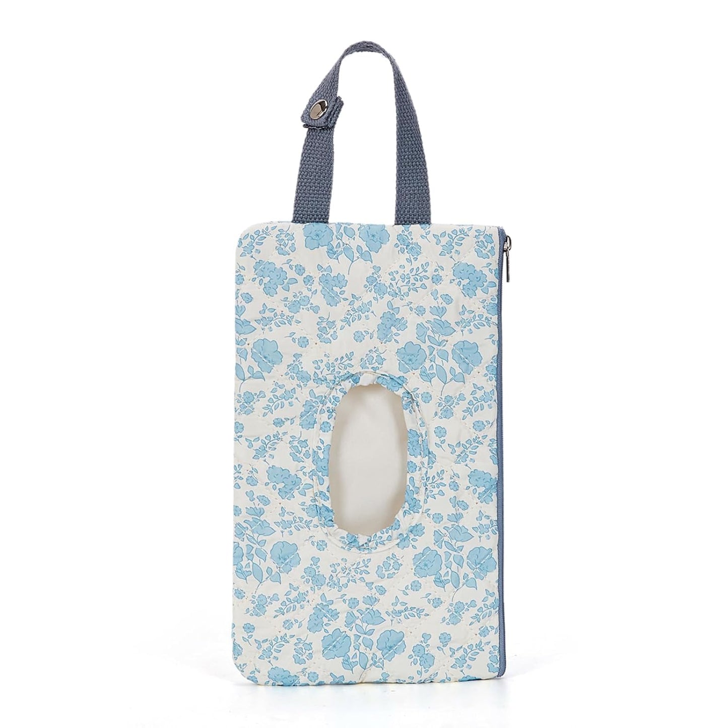Quilted Baby Wipe Holder Quilted Wipe Pouch Portable Hanging Floral Wet Wipes Bag for Car, Stroller