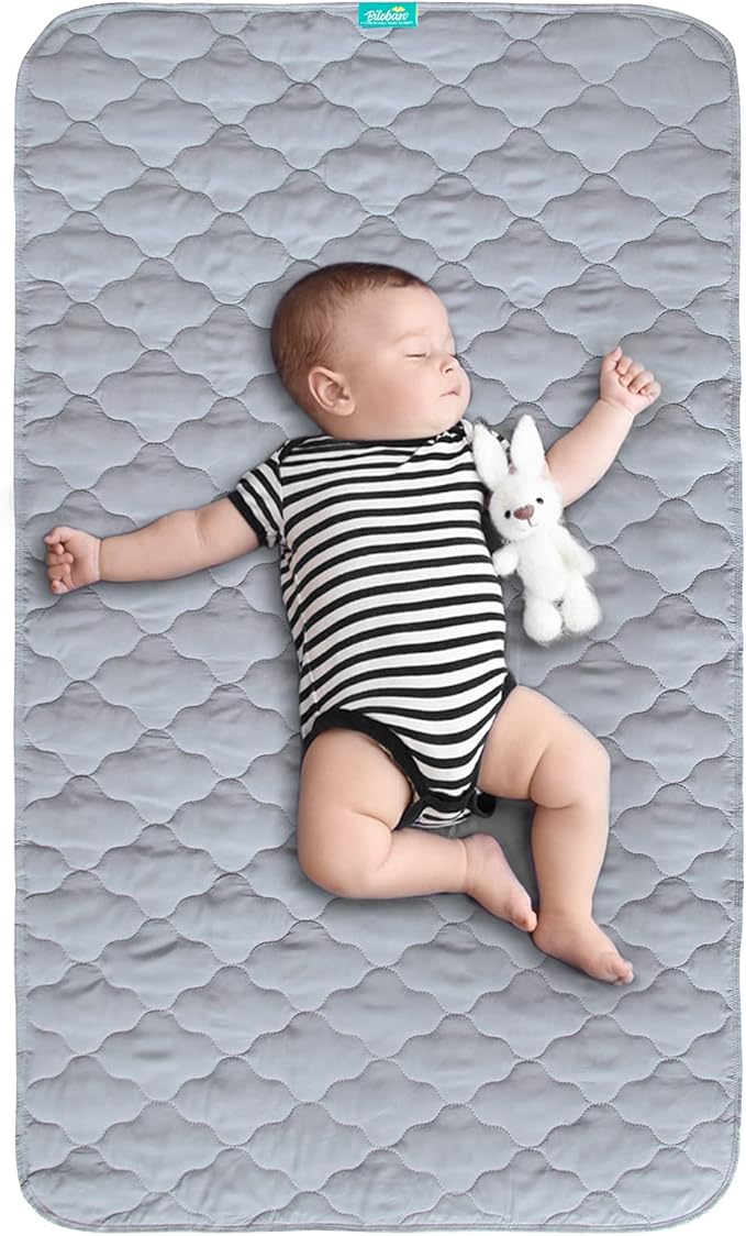 Waterproof Crib Mattress Protector Pad 28" x 52",Non-Slip & Absorbent Mattress Pad for Baby Standard Crib/Bed, Quilted Machine Washable Grey