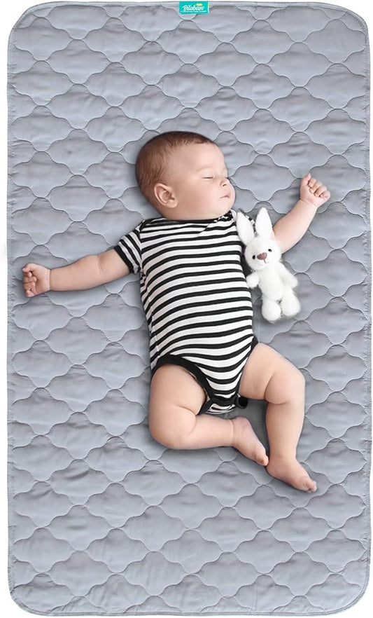 Waterproof Crib Mattress Protector Pad 28" x 52",Non-Slip & Absorbent Mattress Pad for Baby Standard Crib/Bed, Quilted Machine Washable Grey