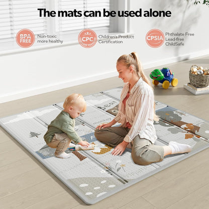 Fodoss Baby Playpen with Mat, Small Play Pen(47x47inch), for Babies and Toddlers, Pen Apartment, Yard Baby, Fence Area Playyard Activity Center (Dark Gray)