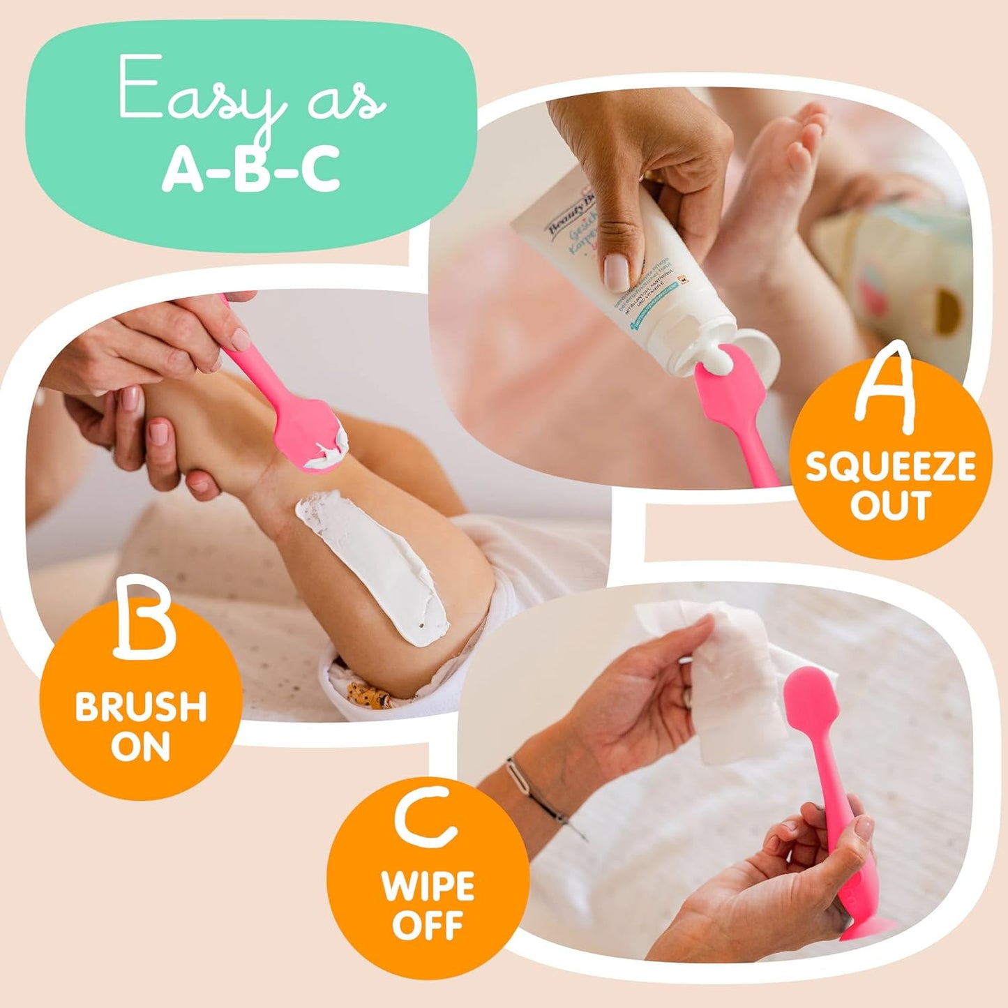 Bumco Diaper Cream Spatula (2-Pack) - BPA-Free Diaper Bag Essentials, Soft & Flexible Butt Spatula Baby, Mom-Invented Butt Paste Spatula, Diaper Cream Applicator, Bumco Baby Bum Brush, Diaper Spatula