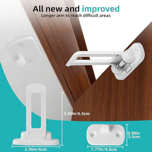 Child Safety Cabinet Locks (10 Pack) – Hidden Child Proof Cabinet Locks with Extra-Long Locking Arm, Strong Adhesive for Most Cabinets & Drawers, Easy to Install Baby Proofing Locks