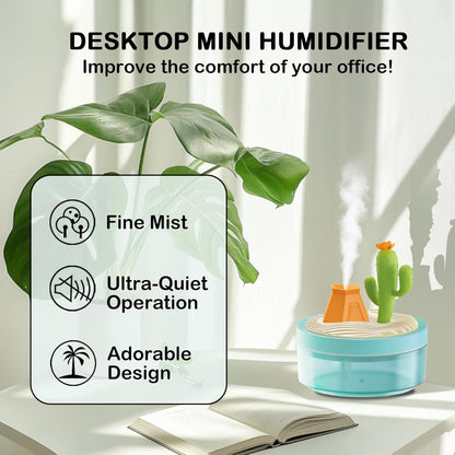 Cute Mini Humidifier 320mL Cool Mist Humidifie mute with 2 Mist Modes,for Home/Nursery/Office,Portable Mini Air Moisturizer,rechargeable mini humidifier(Gardenia pink)