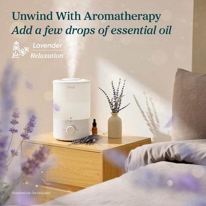LEVOIT Dual 200S Smart Humidifiers for Bedroom, Top Fill, Customize Humidity for Home, Baby Nursery & Plants with Humidistat, Essential Oil Diffuser, Schedule, Timer, APP & Voice Control, 3L, Blue