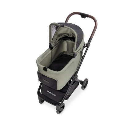 WonderFold Bella Pet Stroller - Autofold Design with Lightweight Aluminum Frame, Breathable Carriage Fabrics and Canopy, Safety Tethers & Easy-Clean Interior - Graphite Black