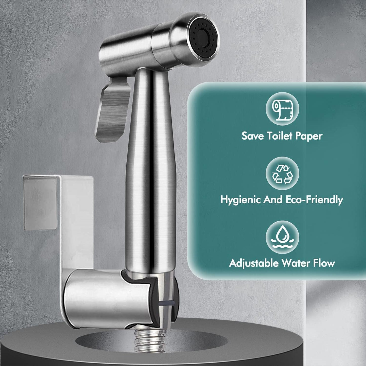 New Version Handheld Bidet Sprayer for Toilet, Premium Stainless Steel Bathroom Bidet Sprayer Set, Baby Cloth Diaper Sprayer with Superior Complete Spray Hoses Kit, Support Wall or Toilet Mount