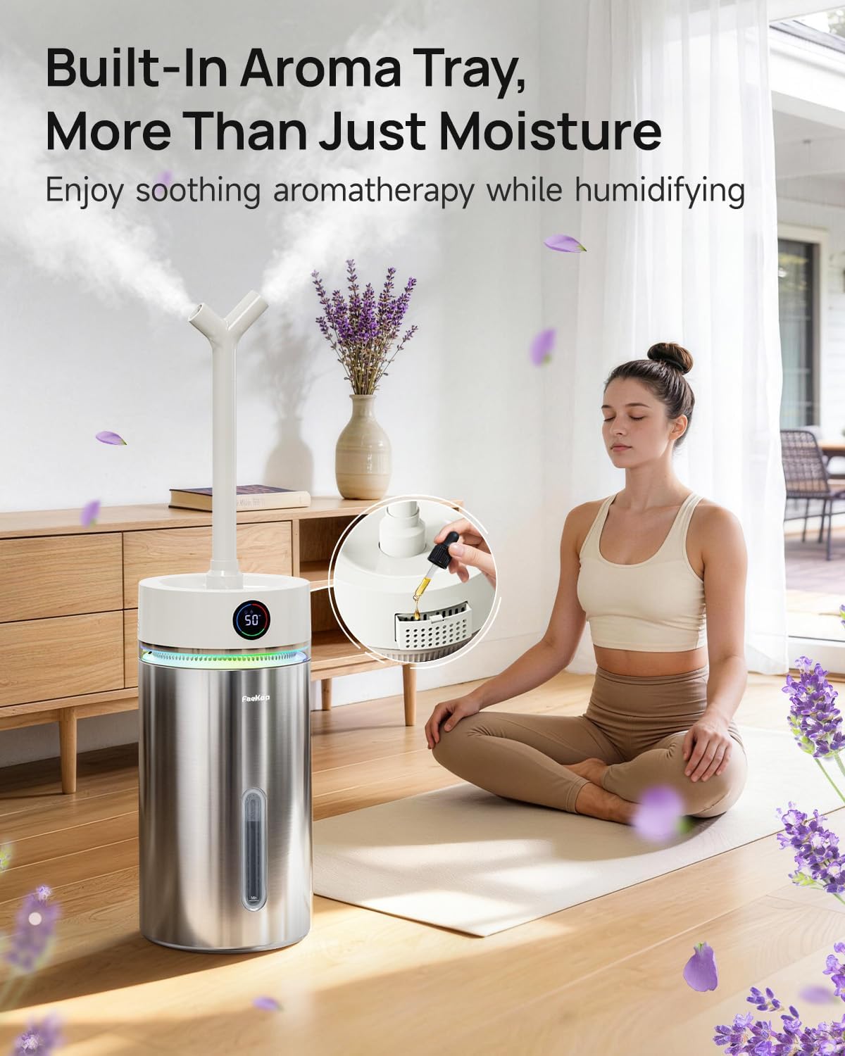 Feekaa Stainless Steel Humidifier Dishwasher Safe, 6L/1.6Gal Cool Mist Humidifiers for Bedroom, Easy to Clean Humidifier Large Room with Diffuser, Humidifiers for Baby Nursery Living Room Office Plant