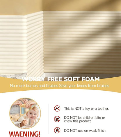 11.8''W Extra-Wide Edge Protector, 6.56FT 0.47''Th Baby Proofing Corner Guards, Safety Furniture Bumper, Pre-Taped, Thick Soft Rubber Foam Padding for Fireplace Table Stair Cabinet (Beige)