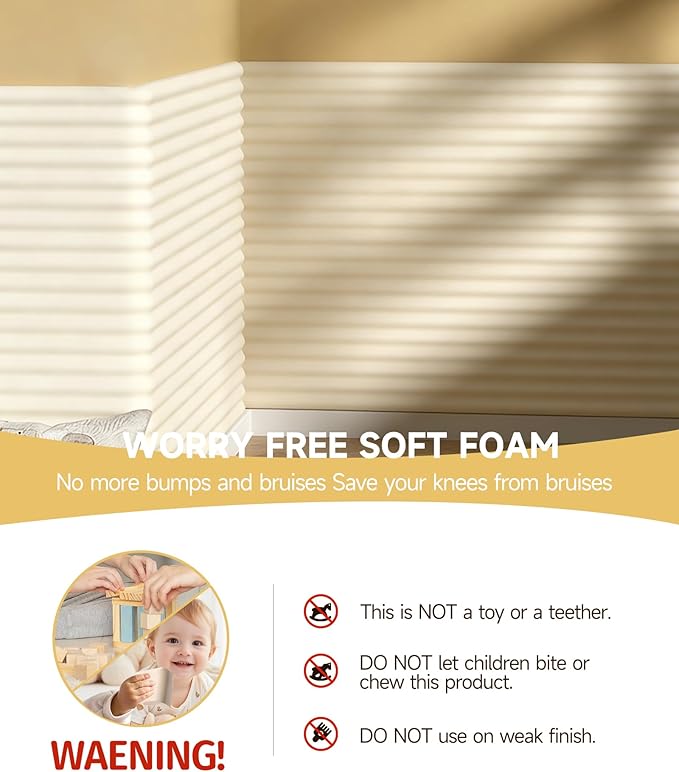 7.9''W Extra-Wide Edge Protector, 6.56FT 0.47''Th Baby Proofing Corner Guards, Safety Furniture Bumper, Pre-Taped, Thick Soft Rubber Foam Padding for Fireplace Table Stair Cabinet (Beige)