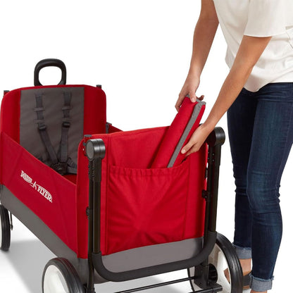 Radio Flyer City Luxe Stroll 'N Wagon, for Ages 1+, 3-in-1 Push or Pull, with Bench Mode, Easy Fold, UV Canopy, 5-Point Harnesses, Front Caster Wheels & 12" Rear Wheels, Stroller Wagon for Kids