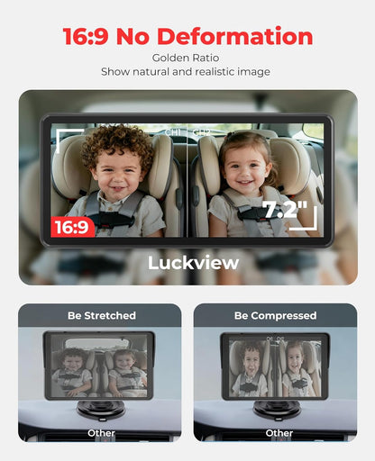 LUCKVIEW BM5PRO 7.2" Dual Camera Baby Monitor, 1080P HD Display for 2 Kids, Night Vision, Easy Install Car Baby Monitor, Ideal Gift, Rear Seat Safety for Babies & Pets